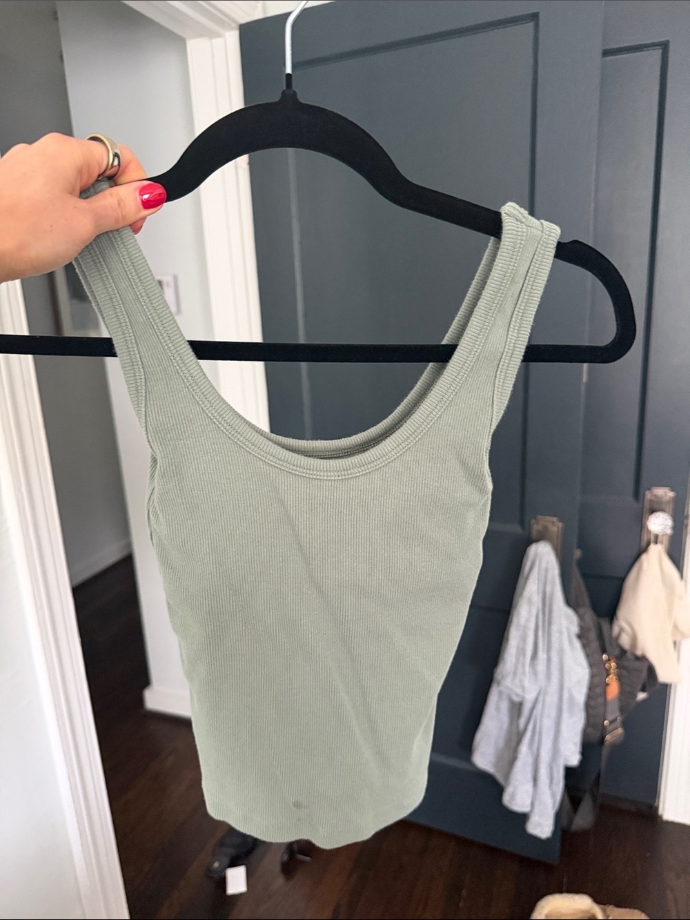 Abercrombie & Fitch Ribbed Scoop Tank in Sage